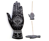 Palmistry Incense Stick Burner Holder Black WhiteHand Shape Yoga Meditation