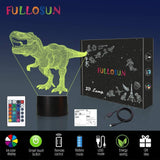 1x 3D Acrylic LED Dinosaur Night Light 16 Colors Lighting Table Bedside Lamp W/ Remote Control