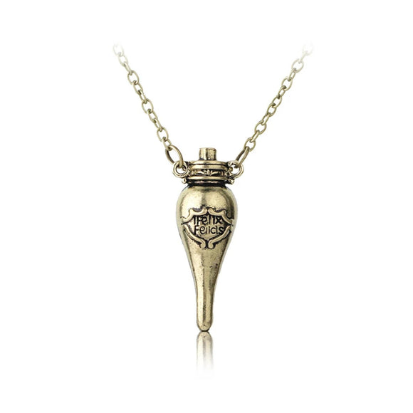 Harry Potter Magic Felix Felicis Potion Liquid Luck Vial Bottle Pendant - Gold