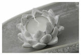 Lotus Buddha Cement Candle Holder with Two White T Lite Candles Aromatherapy