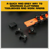 3Pc Double-Side Sockets Holder Tool Organizer Rails WorkShop Rack 1/4" 3/8" 1/2”