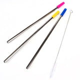 Straws Stainless Steel Including Silicone Tips and Cleaning Brush Eco Friendly