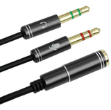3.5mm Stereo Audio 2 Male to Female AUX Headphone Mic Y Splitter Cable Adapter