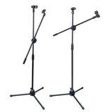 Professional Dual Microphone Stand Telescopic Boom Adjustable Mic Holder Tripod