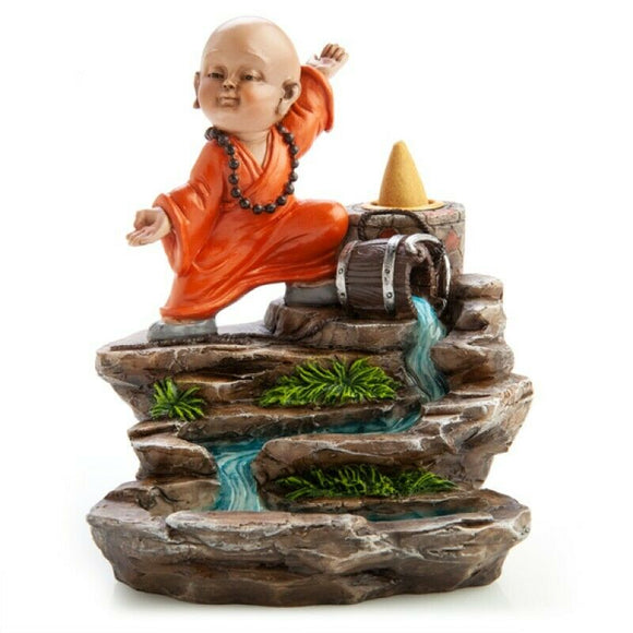 Monk Practicing Kung Fu Backflow Cone Incense Holder