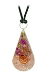 Amethyst Rose Quartz Copper Coil Teardrop Orgonite Pendant Healing Necklace