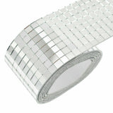 New DIY Mini Mosaic Tiles Adhesive Square Mirror Glass Wall Sticker Decor Silver