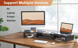 Dual Monitor Stand Riser Adjustable Length Angle Desktop Multi Screen Oak