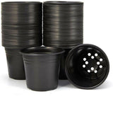 100x Plastic Plant Flower Pots Nursery Seedlings Growing Garden Black Plant Pots