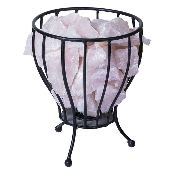 Rose Quatz Crystal Cage Calcite Natural Reiki Chakra Minerals Lamp