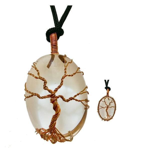 Clear Quartz Wisdom Tree Crystal Pendant Jewellery Gemstone Spiritual Energy