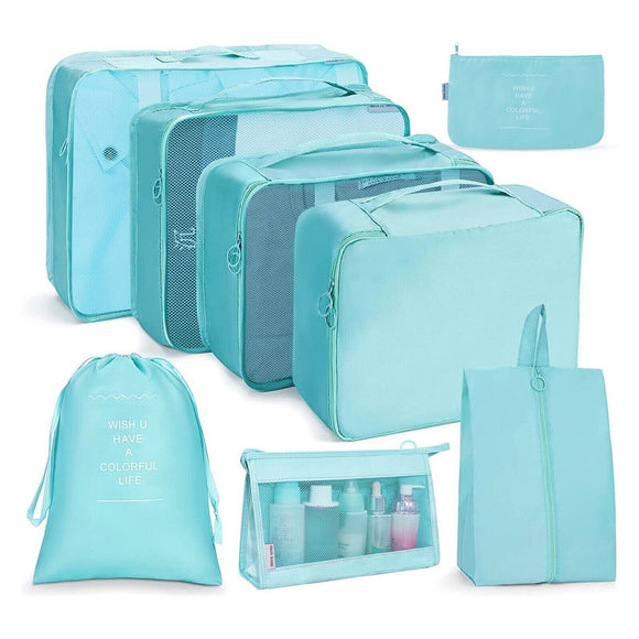 8x Storage Bag Travel Packing Pouches Luggage Organiser Clothes Suitcase - Blue