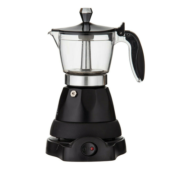 Leaf & Bean Eletric Espresso Maker Italian Coffee Percolator 3 cup Black/Silver