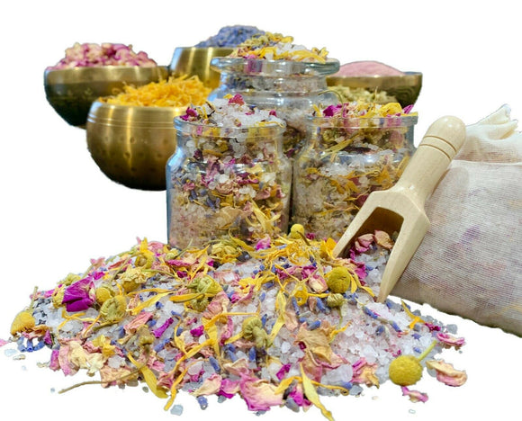 Lavender Rose Calendula Chamomile Botanical Salt Bath Soak Goddess Garden 250g