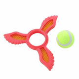 2x Dog Toy Fetch Flyer Foam Dart w/ Tennis Ball Durable Rubber Pet Puppy Toy RED