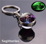 1x Keychain Constellation Keyring Luminous Glass Ball Pendant - Sagittarius