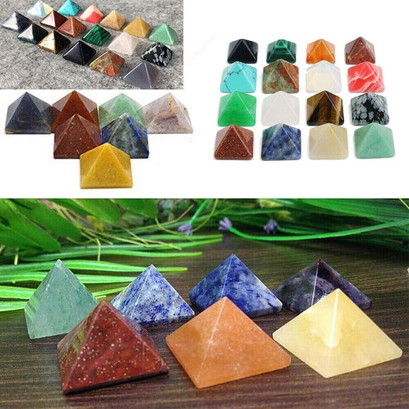 7x Natural Chakra Pyramid Quartz Stone Set Reiki Generator Healing Gemstones