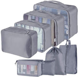 8x Storage Bag Travel Packing Pouches Luggage Organiser Clothes Suitcase - Grey