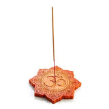 Orange OM Flat Incense Burner Spiritual Cone Stick Holder