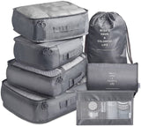 8x Storage Bag Travel Packing Pouches Luggage Organiser Clothes Suitcase - Grey