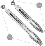 Set of 2 Cooking Tongs 9-Inch & 12-Inch Premium Silicone BPA Free NonStick Grey