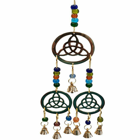 Three Triquetra Brass Bell 35CM Wind Chime Hanging Bells Decoration Home Wall