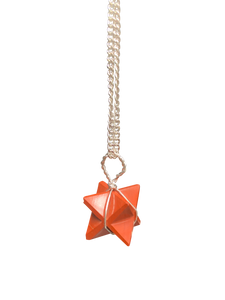 Red Jasper Merkaba Crystal Pendant Silver Necklace Gemstone Jewellery