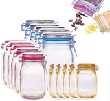 10 Pcs Mason Jar Bag Zipper Pouch PE Plastic Reusable Zipper Food Storage