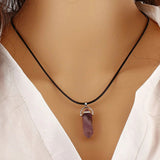 Gemstone Pendant Necklace Natural Quartz Crystal Point Chakra Healing Amethyst
