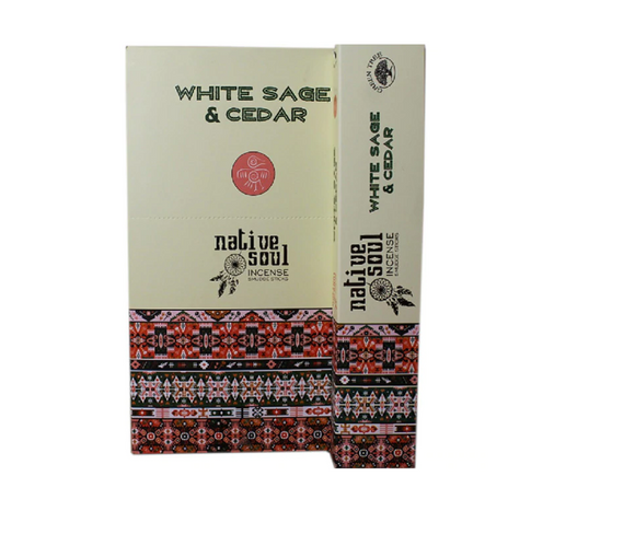 White Sage and Cedar Native Soul Incense Smudge Sticks - 1 Box