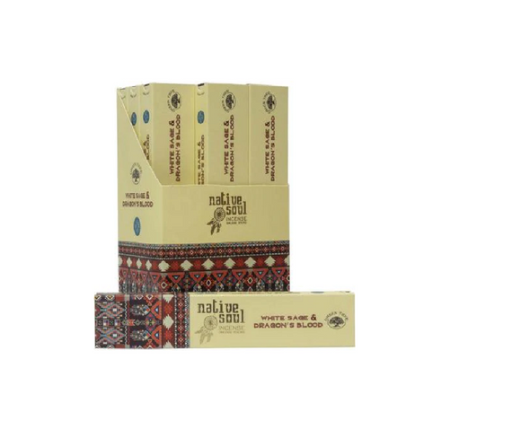 White Sage and Dragon's Blood Native Soul Incense Smudge Sticks 1 Box