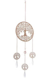 Rose Gold Spiral Crystal Charm Hanging Wind Chime Home Decor - Tree of Life
