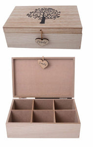 Tree of Life Natural Wooden Tea Box Crystal Jewellery Organiser Storage Gift