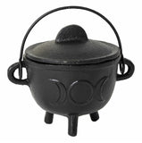 Cauldron Cast Iron Triple Moon Incense Burner Wiccan Pentagram Witch Magic