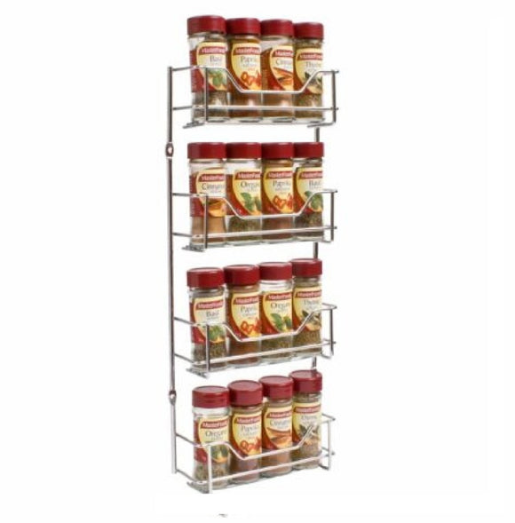 4 Tier Wall Mount Spice Rack - Chrome