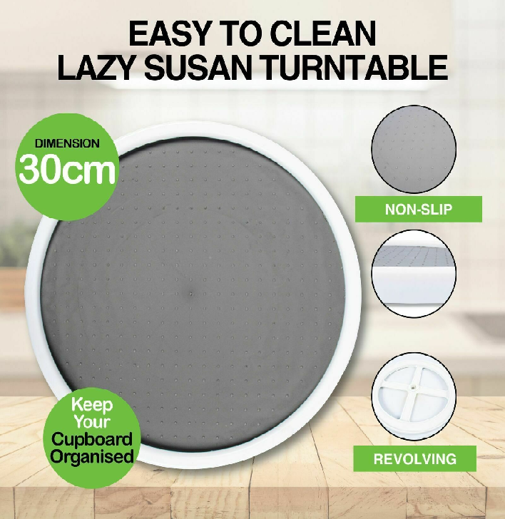 Lazy Susan Plastic Rotating Swivel TurnTable SpaceSaver Storage 30cm ...