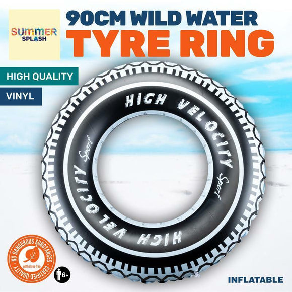 Inflatable Swim Rings Tyre Design Summer Fun Beach Toy Pool Holidays 90cm