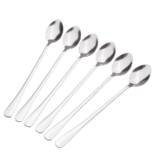 5 Pcs Long Handled Stainless Steel Coffee Spoon Cold Drink Ice Cream Tea Spoon